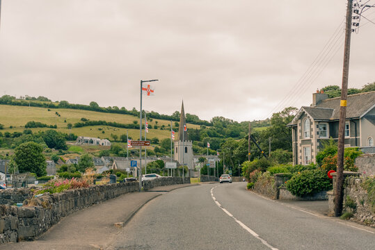 Rural road in Glenarm village, County Antrim, Northern Ireland, UK - 4 September 2026.