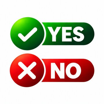 Yes and no approval buttons with checkmark and cross symbols