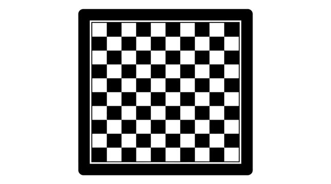 Checkered game board with black and white squares on a white background