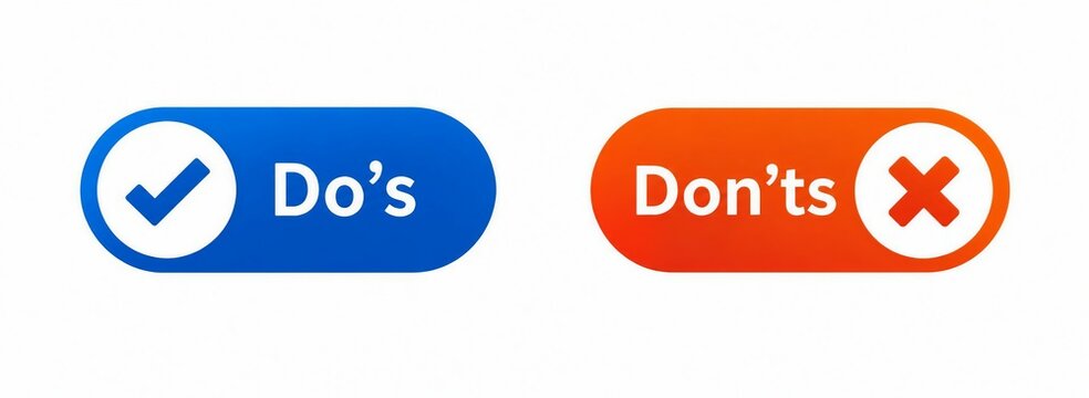 Do's and don'ts toggle buttons with check mark and cross icons