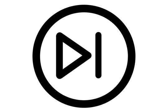 Black outline next track button in circle icon transparent background