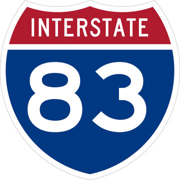 Interstate 83 I83 Road Sign Shield Icon Isolated on Transparent Background