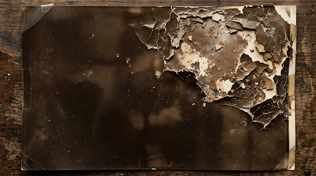 Close-up cracked dry mud texture with deep earthy fissures in sepia tone for vintage design