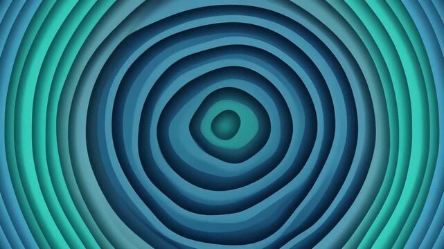 Abstract Blue Green Layered Circles Background, Ripples, Topographic Map Pattern, Psychedelic Swirls