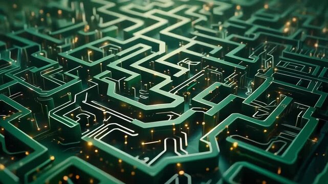 Abstract Maze Circuit Board - Digital Technology and Futuristic Concept
