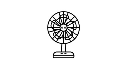 Obraz premium Small fan logo with black lines and a white background.