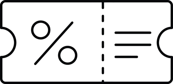 Coupon icon representing promotional discounts, special offers, voucher codes, online shopping deals, customer savings and ecommerce marketing campaigns