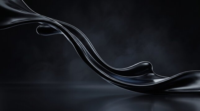 Elegant dark abstract liquid flow with glossy, dynamic curves against a sophisticated textured background, evoking modern luxury and fluid design concepts