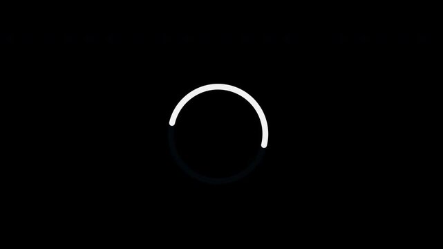 Loading a simple white circular progress spinner loop animation for digital interfaces. Suitable for web design and app development projects.