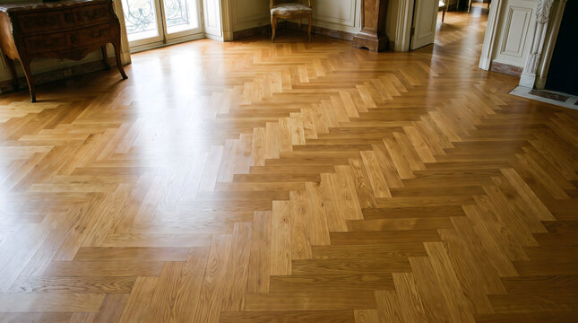 Traditional Parquet Wooden Flooring Herringbone Pattern Texture Generative AI