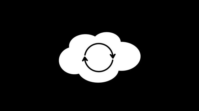 Cloud sync or loading animated icon on black background