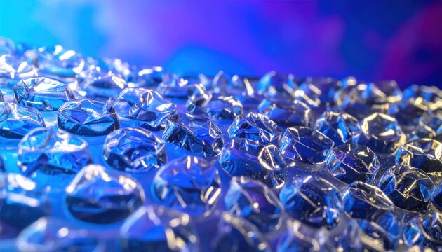 Close-up of shiny blue crystals pile.