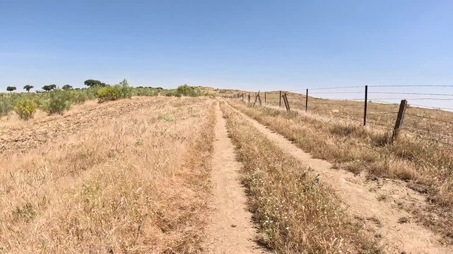 Via de la Plata - a dirt road between Monesterio and Fuente de Cantos, comarca of Tentudia, province of Badajoz, Extremadura, Spain