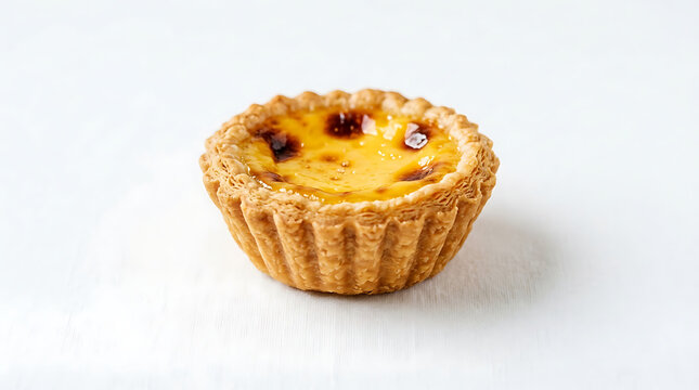 Single baked egg tart with golden crust and custard filling