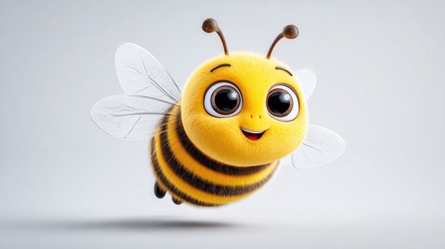 Cute animated bee illustration for childrens projects