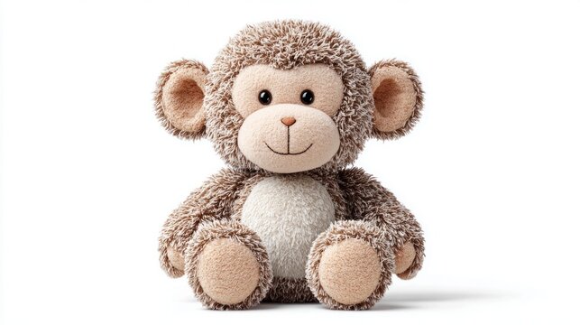 Cute fluffy monkey toy isolated on white