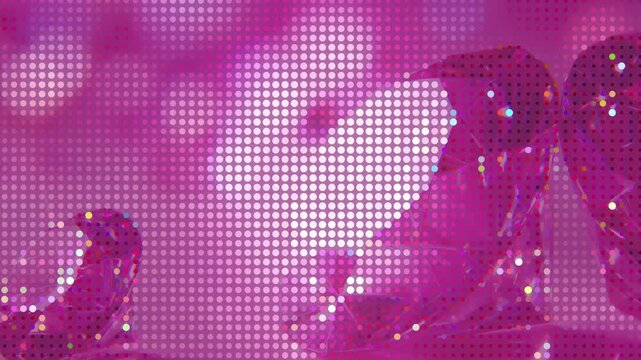 Abstract Pink Halftone Background with Sparkling Diamond Gems