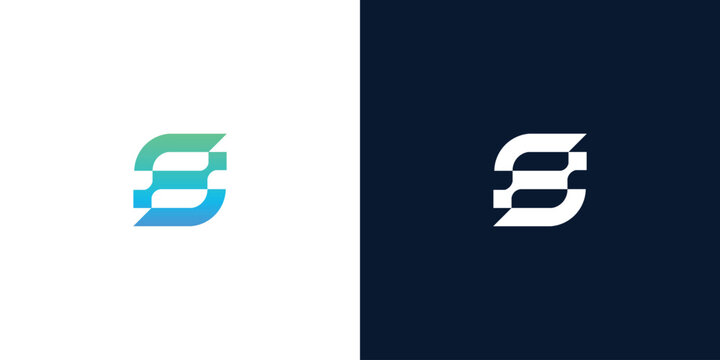 Modern abstract letter S tech logo icon with geometric rounded stripes design