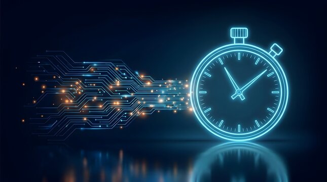 Digital Stopwatch and Circuit Board Abstract Background
