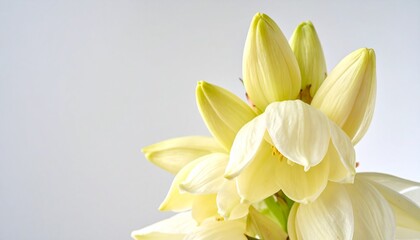 Fototapeta premium Fresh flor de izote floral cluster. Yucca gigantea gorgeous edible tropical blossom showing vibrant textures and shapes.