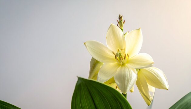 Delicate flor de izote petals. Yucca gigantea stunning white tropical blooms capturing gentle light in nature.