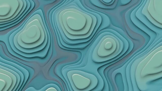 Abstract Topography Map Background with Blue and Green Contour Lines