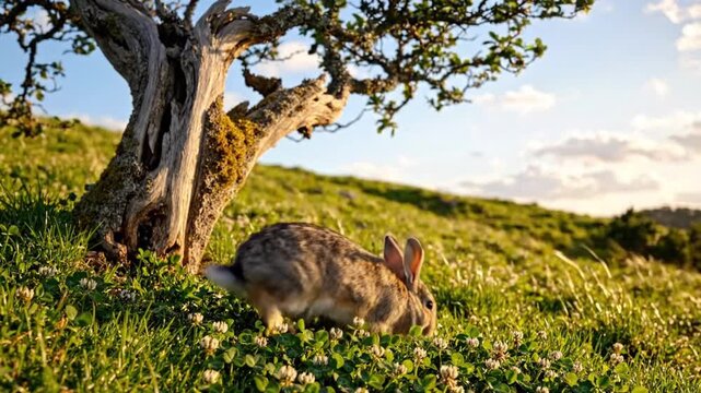 hare in the grass