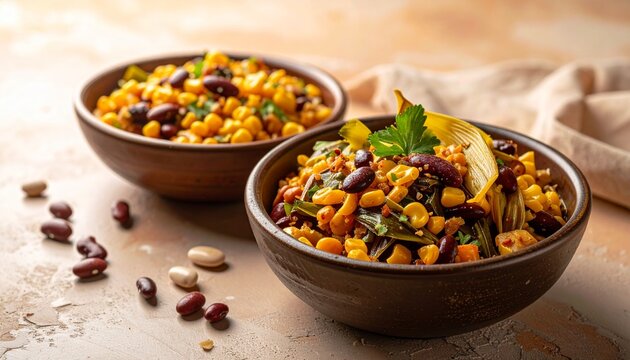 Hearty corn and bean stew, Authentic Timorese Batar Da'an stew featuring healthy pumpkin, corn, and mung beans in a bowl.