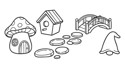 Obraz premium coloring book page with shapes, featuring a whimsical mushroom house