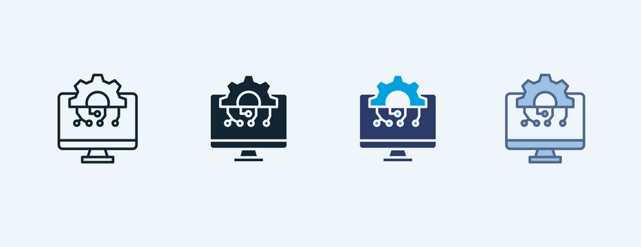 Digitalization Icon Set Multiple Illustration Vector