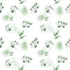 Seamless pattern with lush green tropical and summer leaves, exotic foliage, and organic botanical elements on a clean background. © salawar