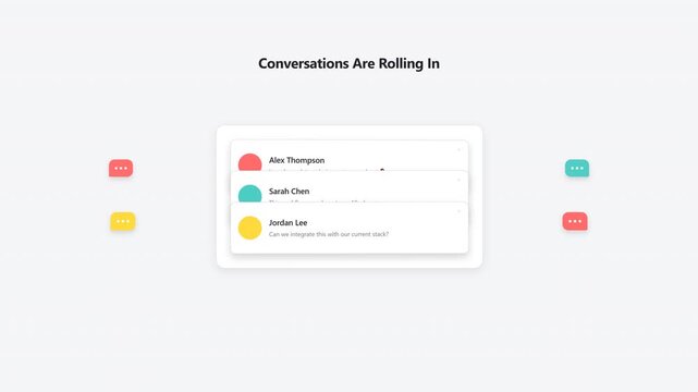 Sequential Comment Notification Cards UI Stack Motion Graphic