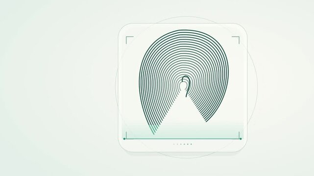Biometric fingerprint with moving scan line on light background
