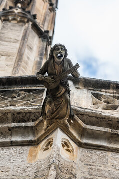 Carved Stone Gargoyle on a Gothic Church in Kutna Hora