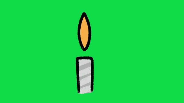 2D Hand Drawn Animated Birthday Candle Overlay on Green Screen Background