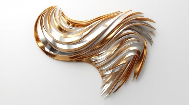 Sleek digital quiff style abstract metallic hair strands geometric flow artwork with metallic geometric strands elegantly forming sleek quiff shape dynamic curves gradients