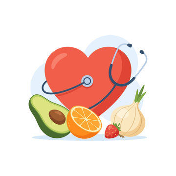 Healthy nutrition and cardiovascular wellbeing represented by fresh organic produce alongside medical monitoring equipment to promote wellness and prevent illness through proper balanced dietary