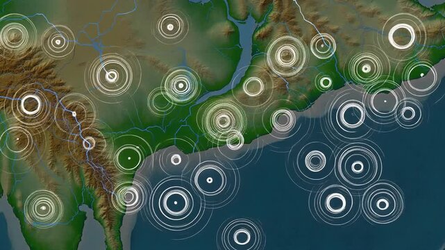 Earthquake Map Showing Seismic Activity and Epicenters, Natural Disaster Impact