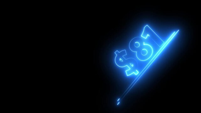81 dollar number illustration. Neon dollar illustration from 81 number. on a black background.Financial dollar number animation on black background.
