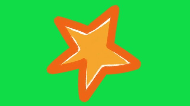 2D Hand Drawn Orange and Yellow Star Outline Animation Overlay on Green Screen Background