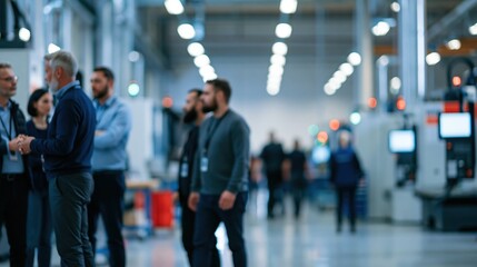 Fototapeta premium Production Team Discussing Automated Workflow in Modern Smart Factory