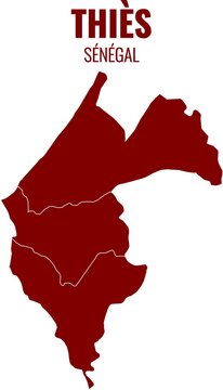 Vector map of Thi&egrave;s region, Senegal with typographic header