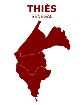 Vector map of Thi&egrave;s region, Senegal with typographic header