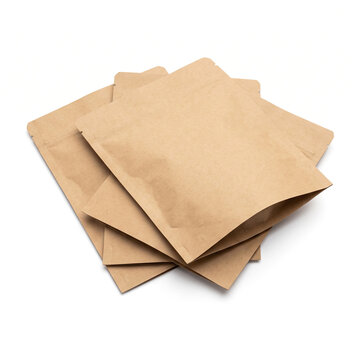 Brown kraft paper pouches stack for sustainable packaging