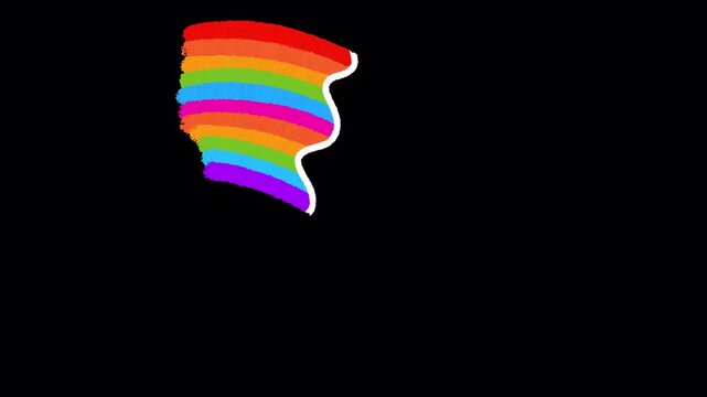 2D Hand Drawn Vibrant Rainbow Arch Animation Overlay Alpha Channel Transparent Background