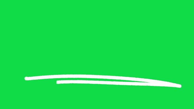 2D Hand Drawn White Straight Parallel Double Line Underline Animation Overlay on Green Screen Background