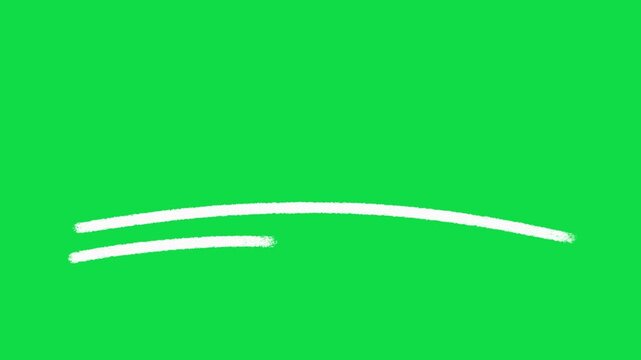 2D Hand Drawn White Curved Offset Underline Animation Overlay on Green Screen Background