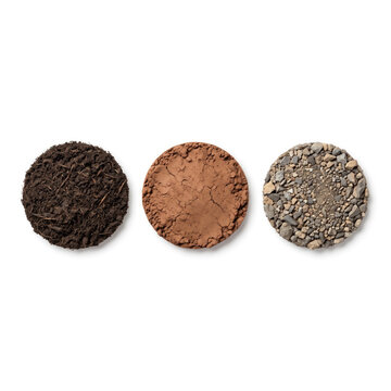 Three diverse soil samples displayed for geological study