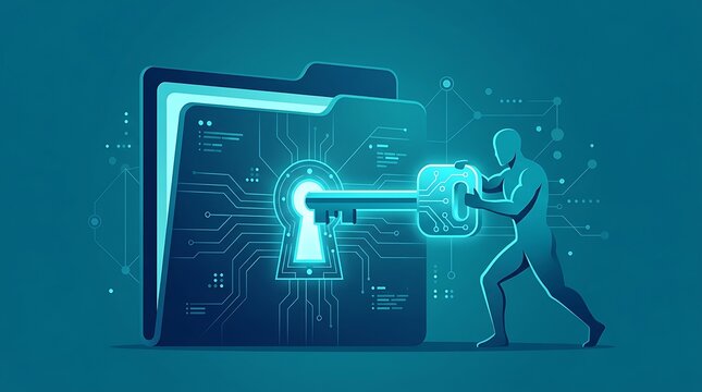 Person inserting digital key into secure folder