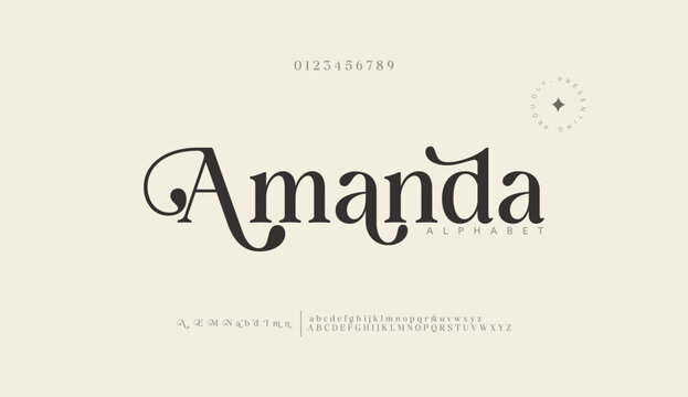 Amanda, Elegant alphabet letters font set. Classic Custom Lettering Designs for logo, Poster.